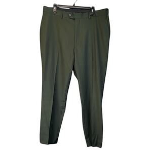 Berragamo Black Label Luxe Italia Mens 40X28 Hunter Green Wool Dress Pants